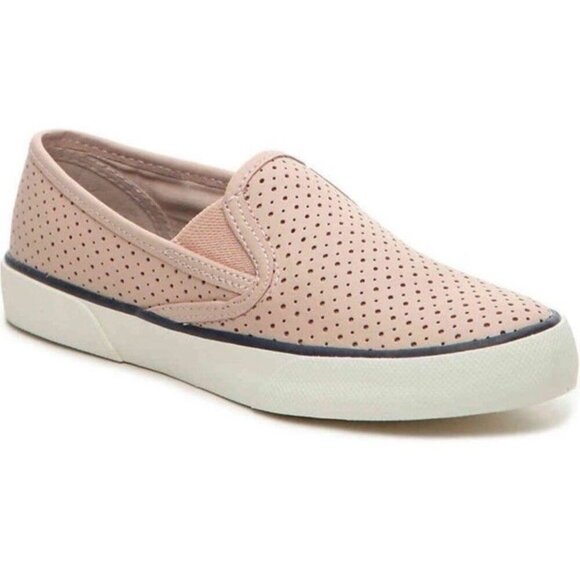 Sperry Womens Crest Pink perforated Slip-On Sneaker 8M preppy coastal nautical - Picture 1 of 13